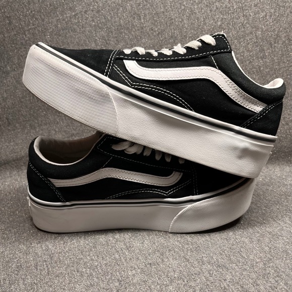 Vans Old Skool Platform Sneakers Black White Women US 7.5 - Picture 6 of 8